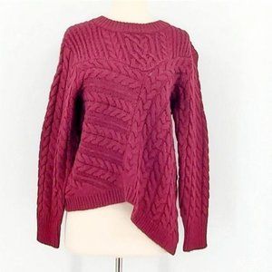 Chelsea & Violet Wine Cable Knit Crew Neck Long Sleeve Sweater Medium 8-10 NWT